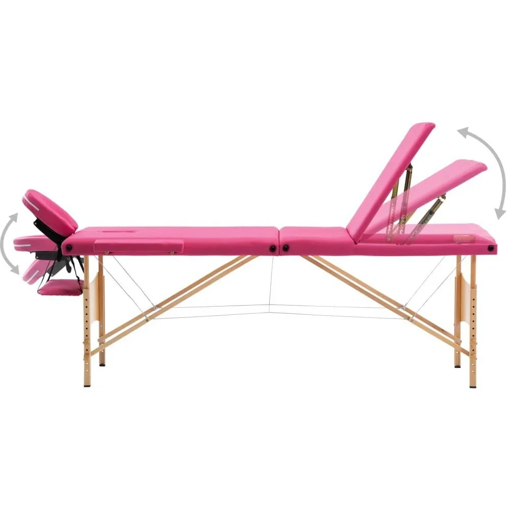 Klappbarer Massagetisch 3 Zonen Holz rosa - 3