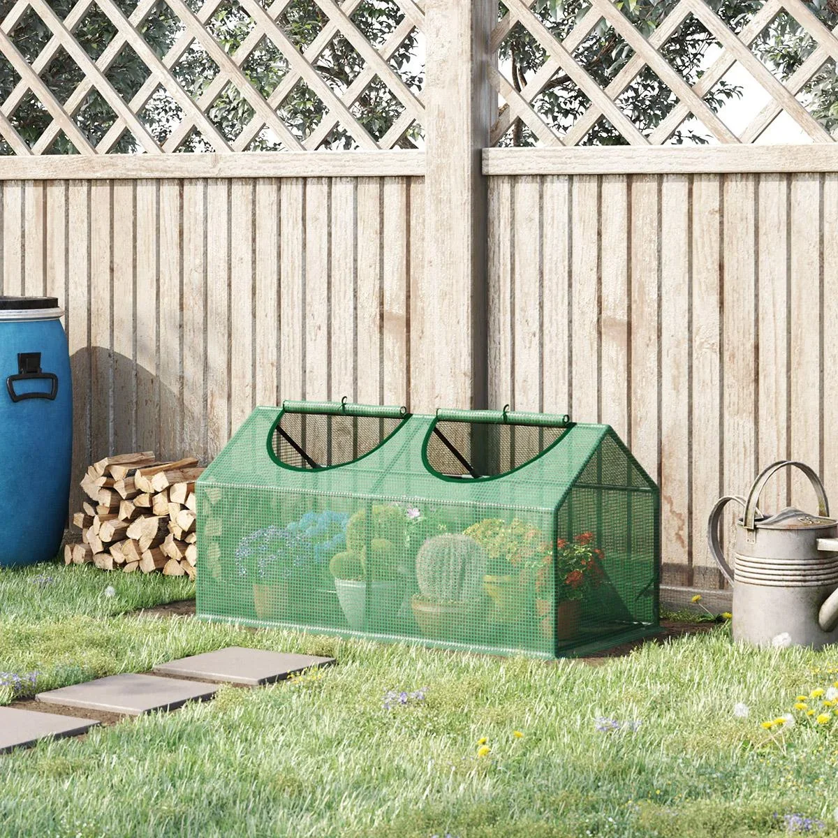 Polygewächshaus mit Fenster PE Gewächshaus Tomatenhaus Frühbeet 119 x 60 x 60 cm grün - 1