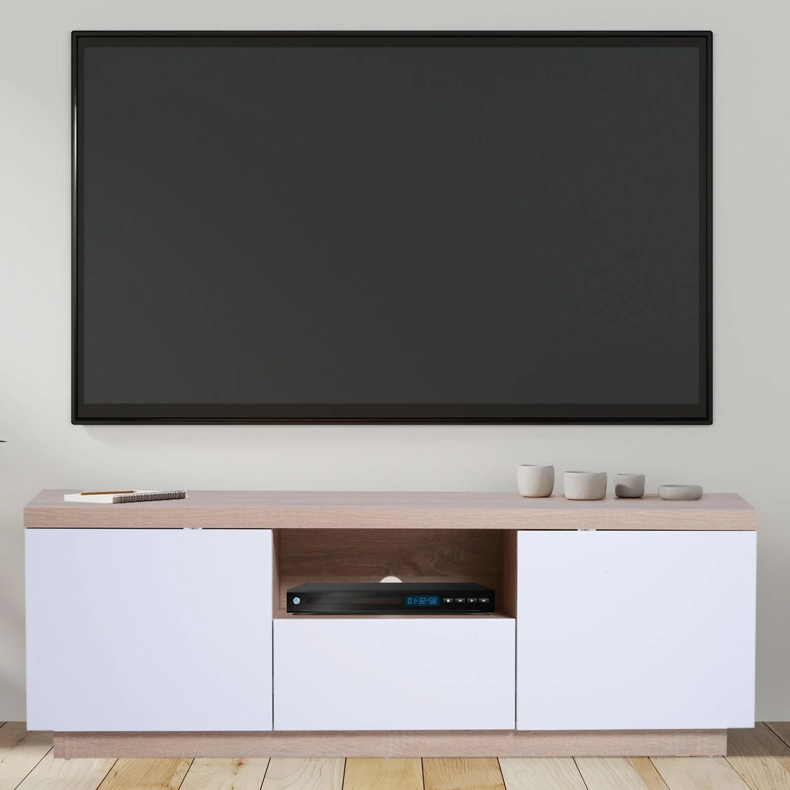 Fernsehtisch Fernsehschrank TV-Board Lowboard TV-Schrank Unterschrank 1 x Schublade 2 x Schränke 150 x 39 x 50 cm - 8