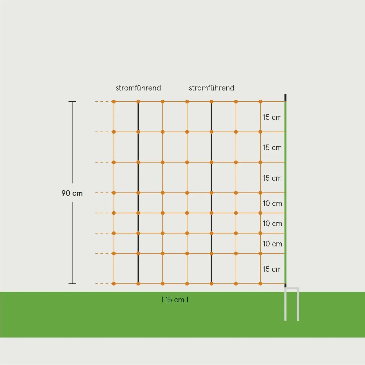 Tor Jumbo 112 cm mit Doppelspitze, 3 m - 4