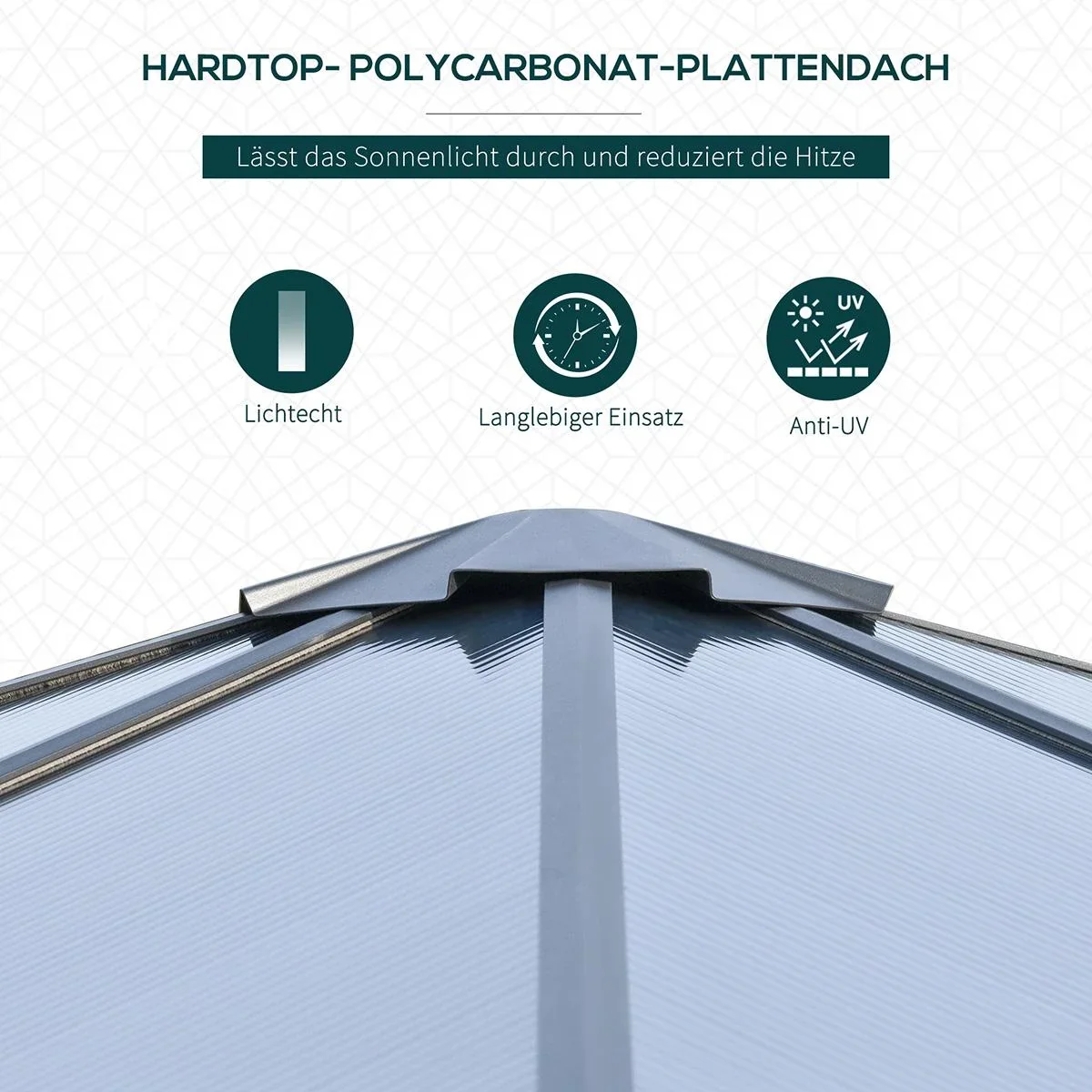 Luxus Pavillon Gartenpavillon Alu Partyzelt Gartenzelt mit lichtdurchlässigem PC Dach Dunkelgrau+Schwarz 300 x 300 x 265 - 2