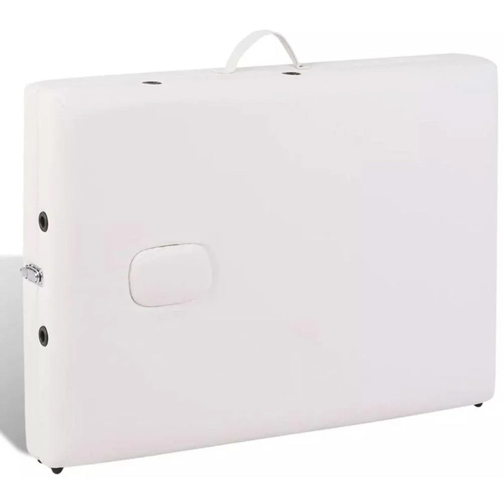 Klappbare Massageliege 2 Zonen mit Holzrahmen (creme) - 4