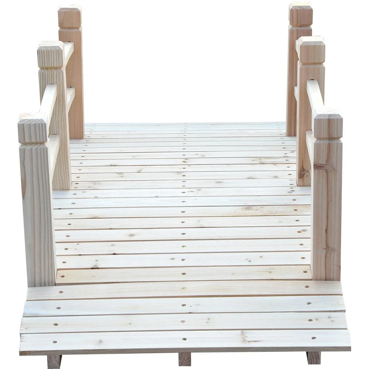 Gartenbrücke Holzbrücke Holzsteg Teichbrücke Zierbrücke mit Geländer bis 180 kg Tannenholz Natur 152,5 x 67 x 48 cm - 4