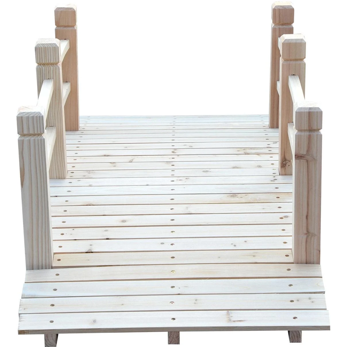 Gartenbrücke Holzbrücke Holzsteg Teichbrücke Zierbrücke mit Geländer bis 180 kg Tannenholz Natur 152,5 x 67 x 48 cm - 4