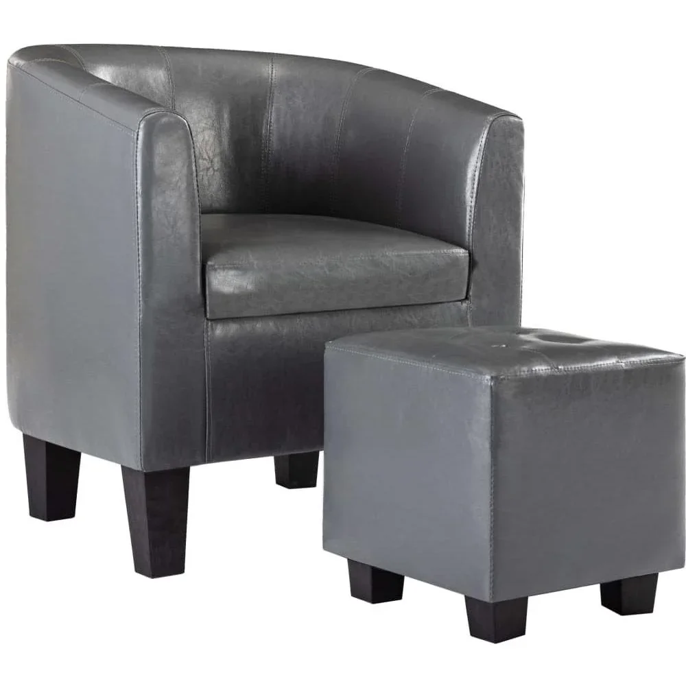 Schalensitz mit Ottomane Leder grau - 1