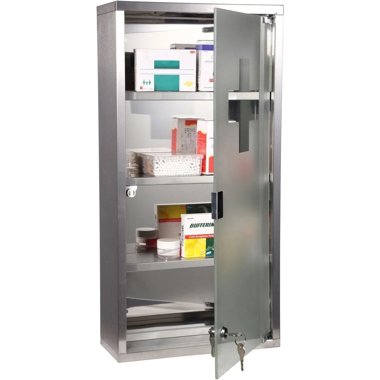 Medizinschrank aus Edelstahl mit 4 Fachböden abschließbar - 1