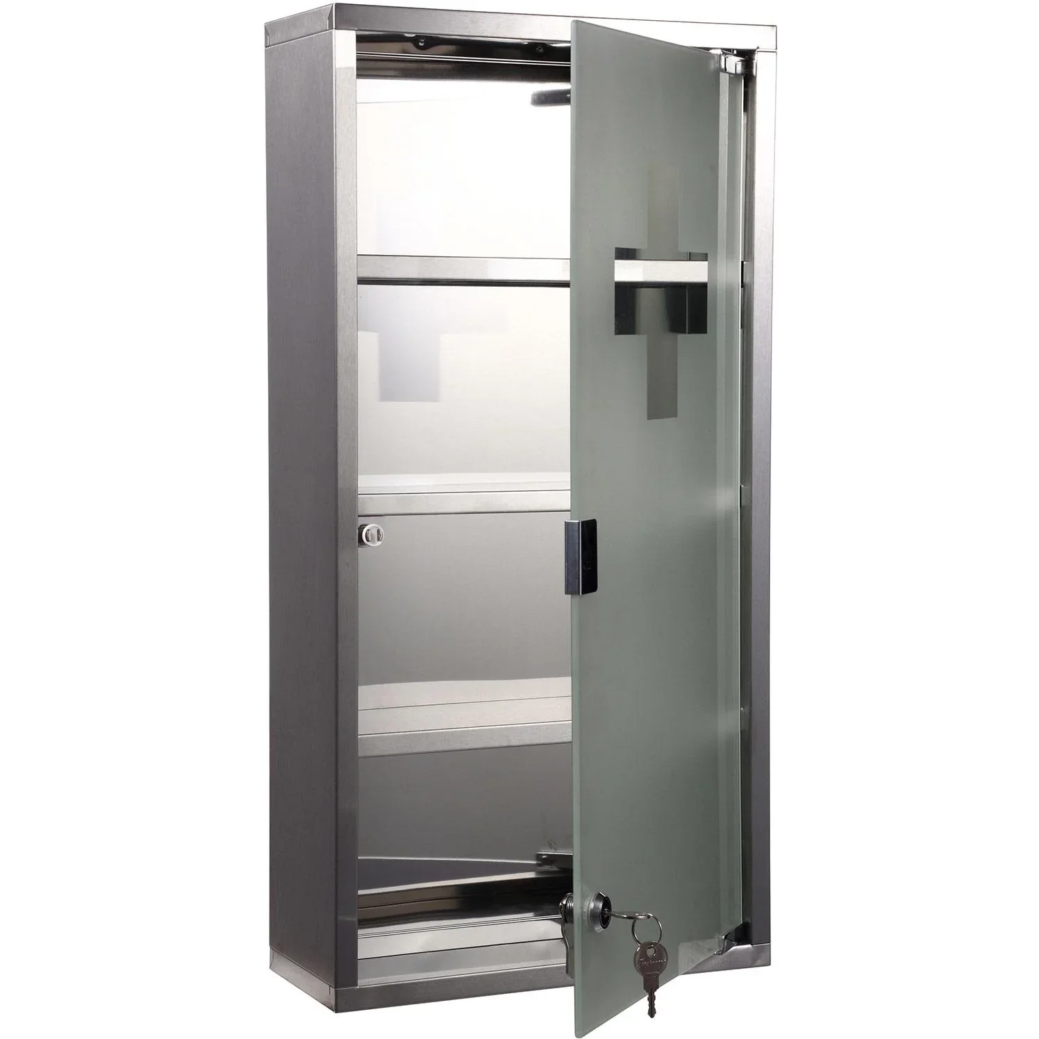 Medizinschrank aus Edelstahl mit 4 Fachböden abschließbar - 2