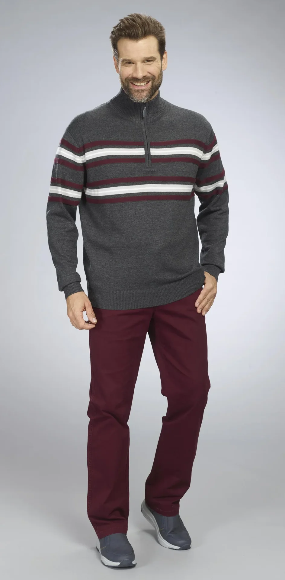 Pullover mit Streifen, Farbe anthra, Gr.M - 0