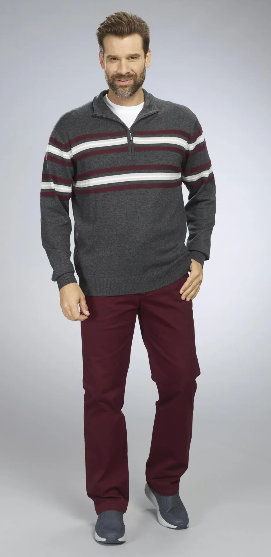 Pullover mit Streifen, Farbe anthra, Gr.M - 3
