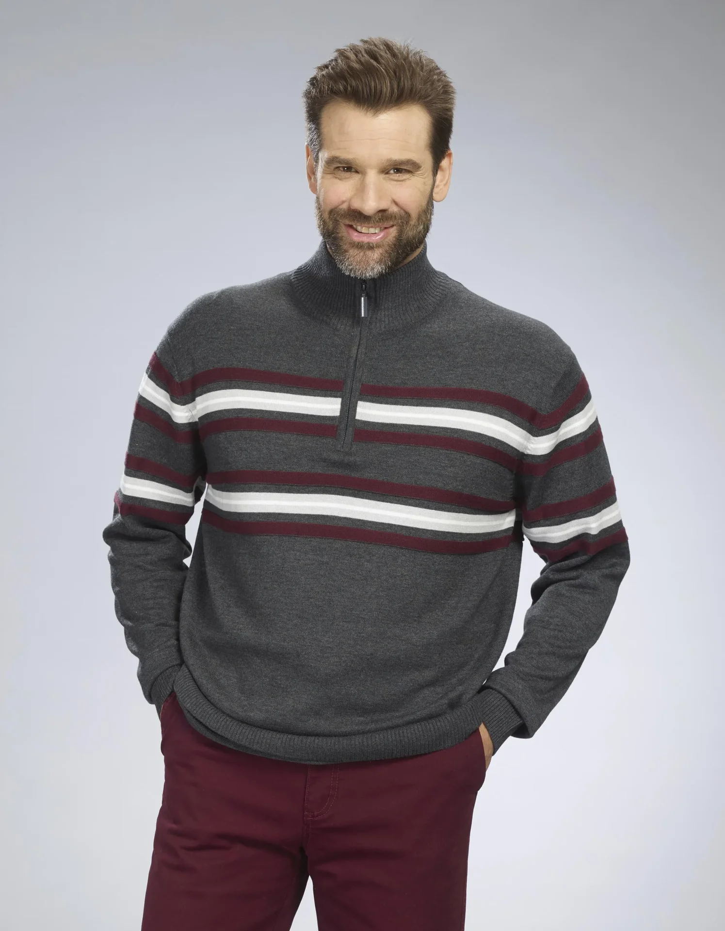 Pullover mit Streifen, Farbe anthra, Gr.M - 4