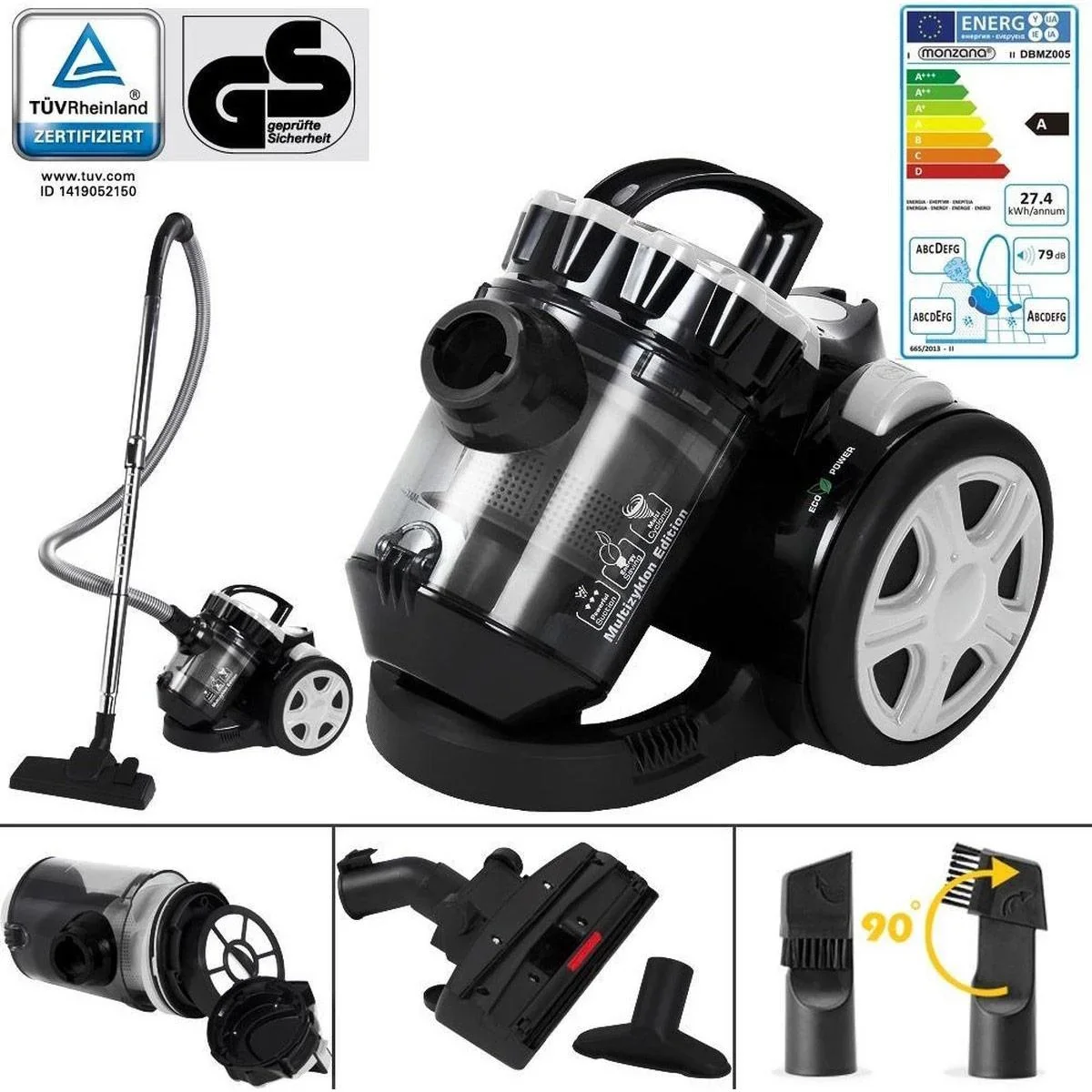 Staubsauger ohne Beutel - Mutlicyclone Staubsauger - HJX-1306 - Silber- 700W - 1