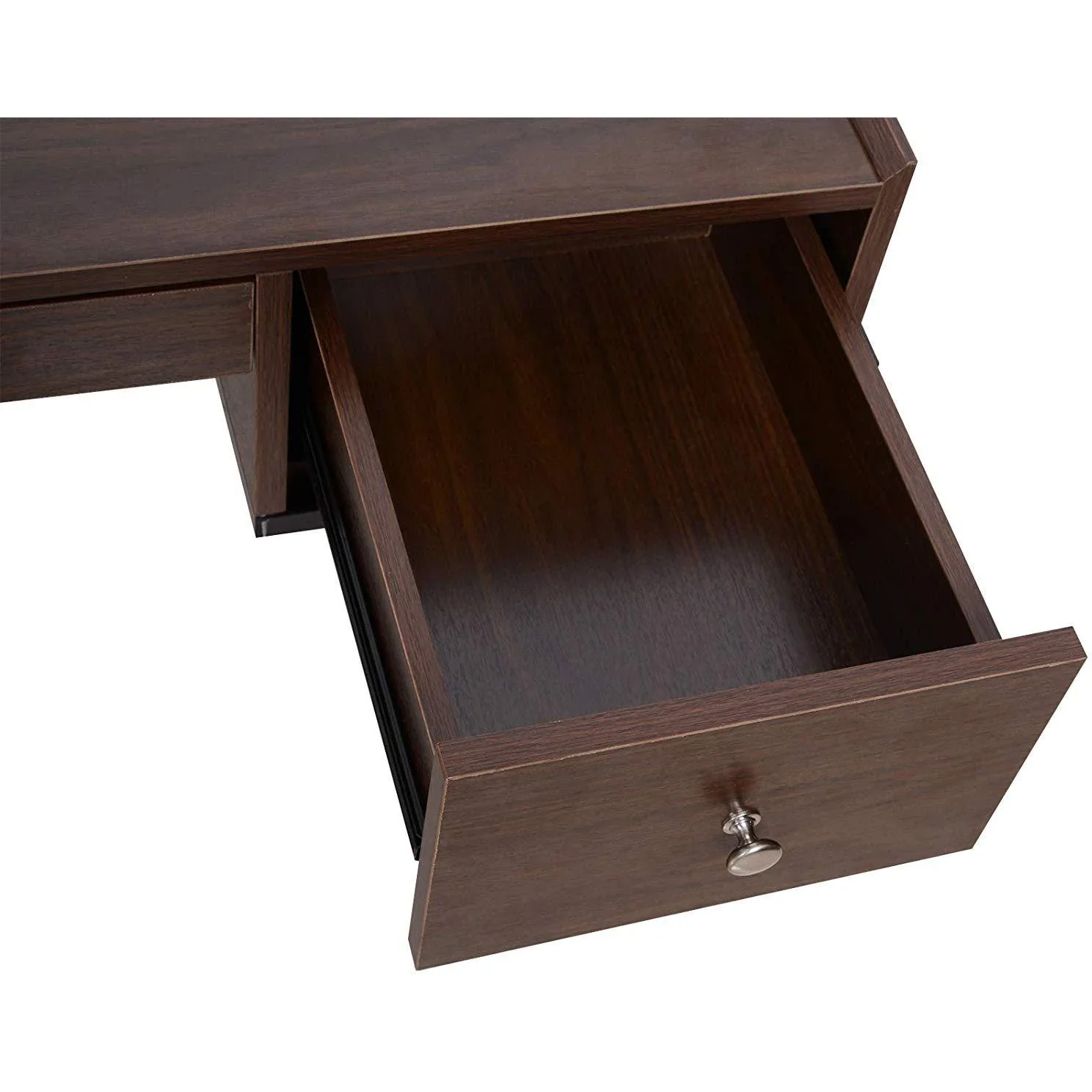 Schreibtisch Computertisch Bürotisch 3 x Schublade verstellbar Holz + Metall Walnuss + Schwarz 114 x 55 x 77 cm - 1