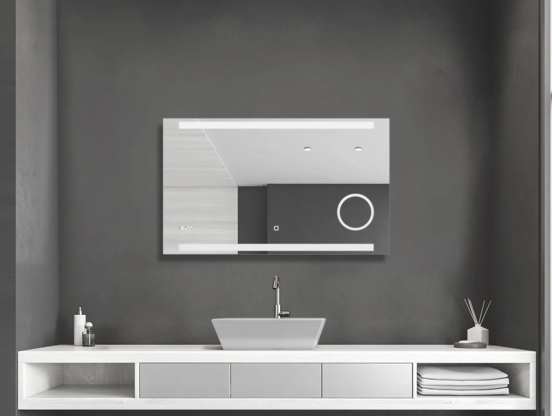 Badezimmerspiegel mit Beleuchtung, "King" - 100 x 60 cm - Lichtfarbe neutralweiß - Beleuchteter Kosmetikspiegel - 0