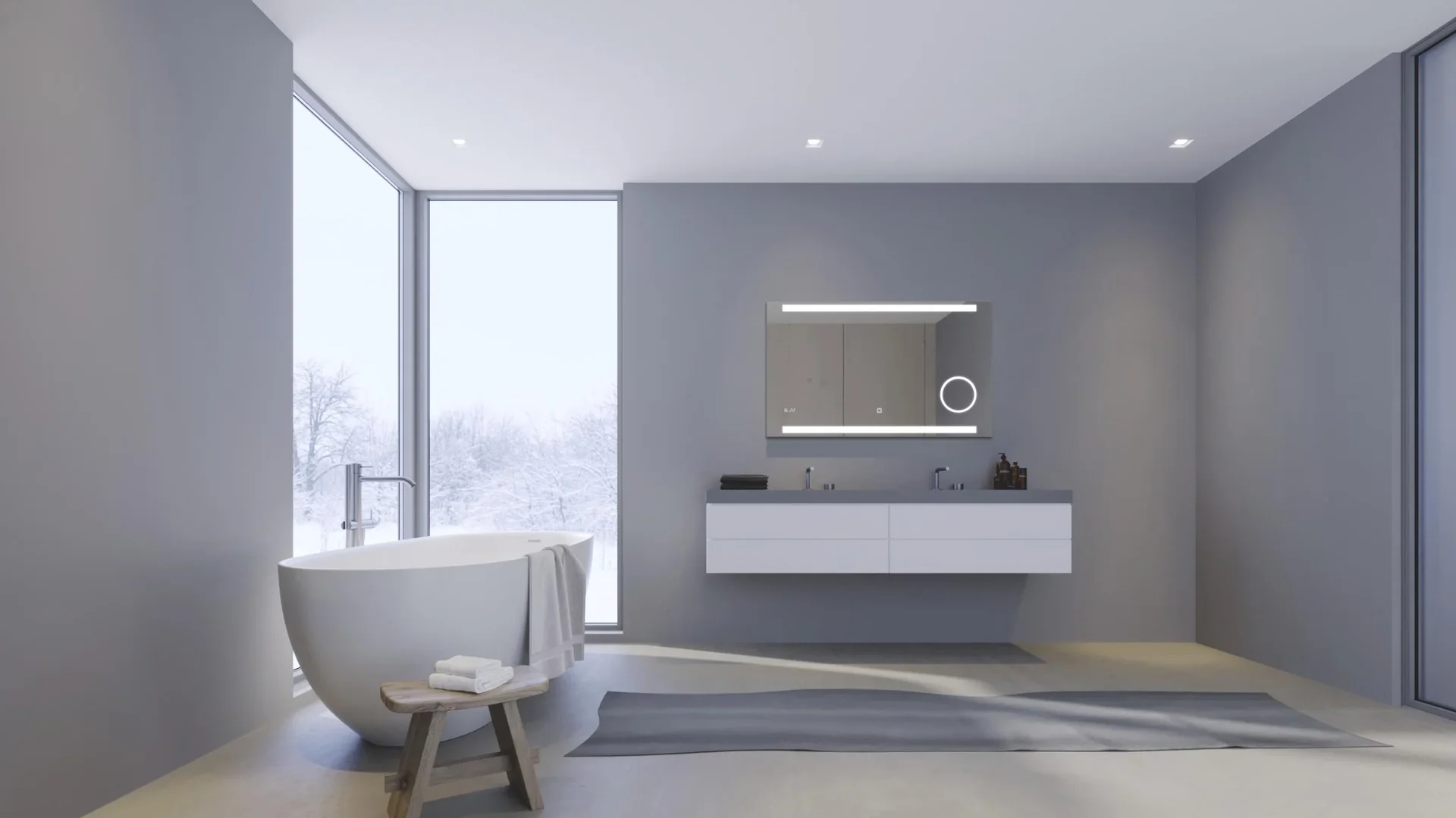 Badezimmerspiegel mit Beleuchtung, "King" - 100 x 60 cm - Lichtfarbe neutralweiß - Beleuchteter Kosmetikspiegel - 1