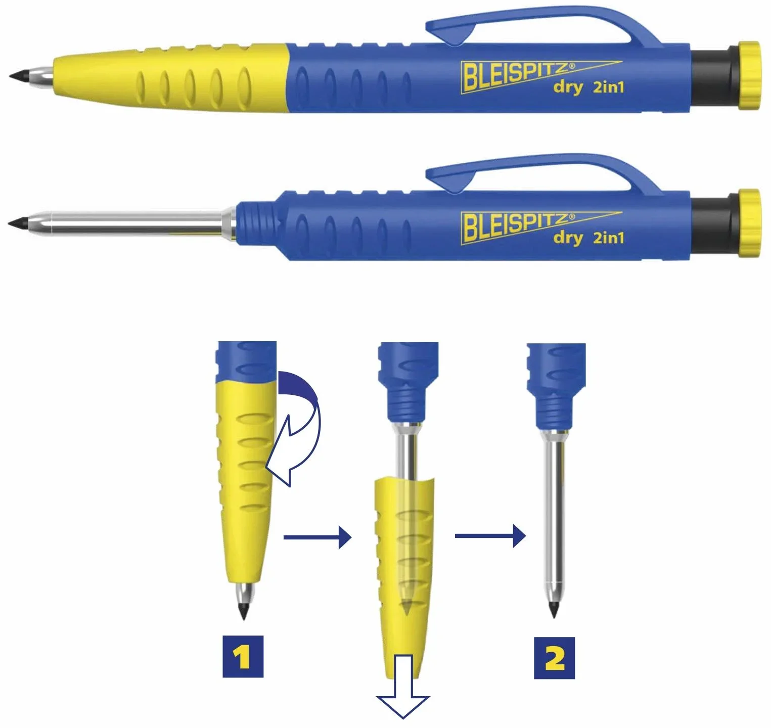Druckbleistift + Tiefloch-Marker Graphit, inklusive 6 Minen - 6