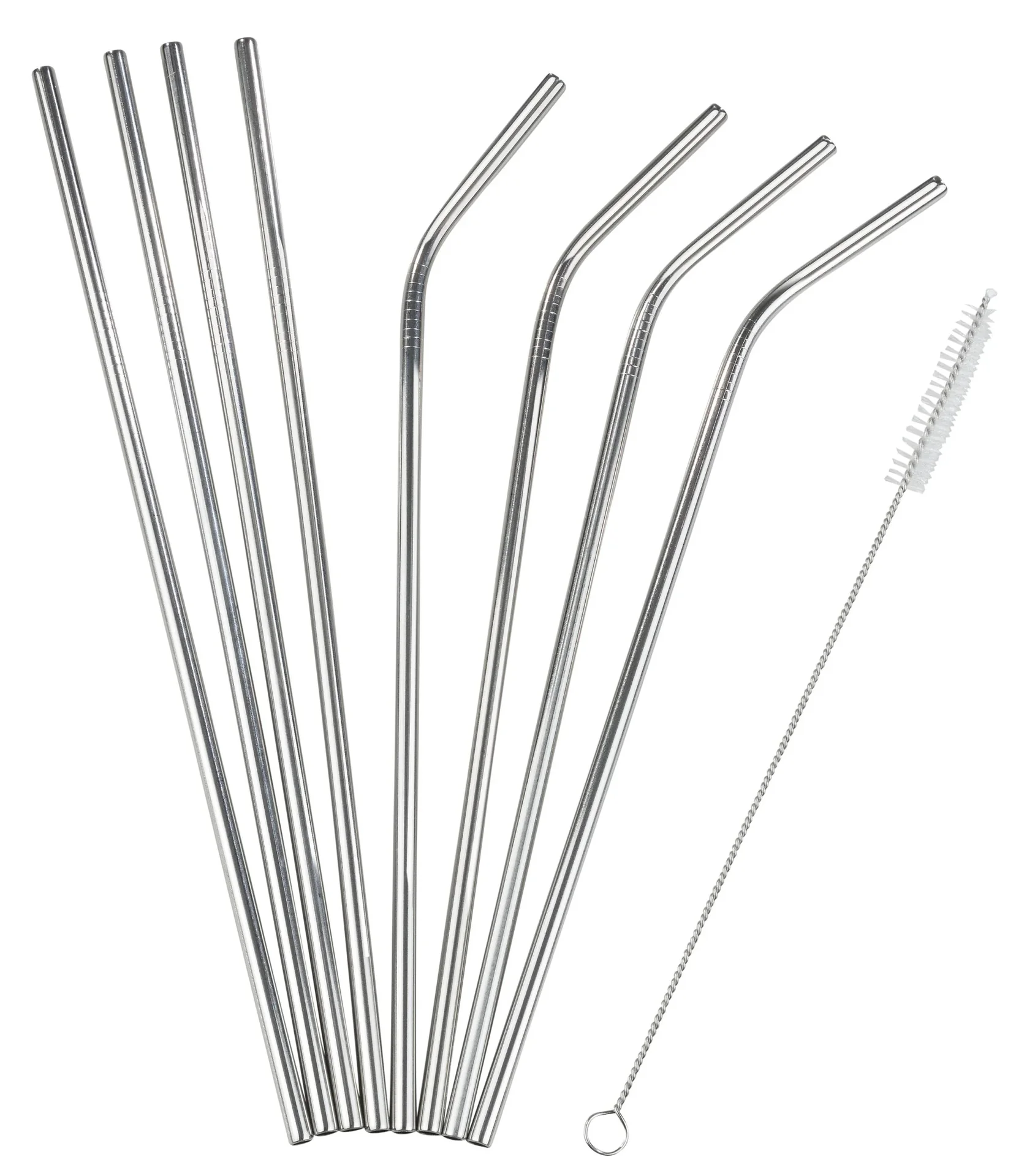 Trinkhalme aus Edelstahl, 8 Stück, inklusive Reinigungsbürste - 0