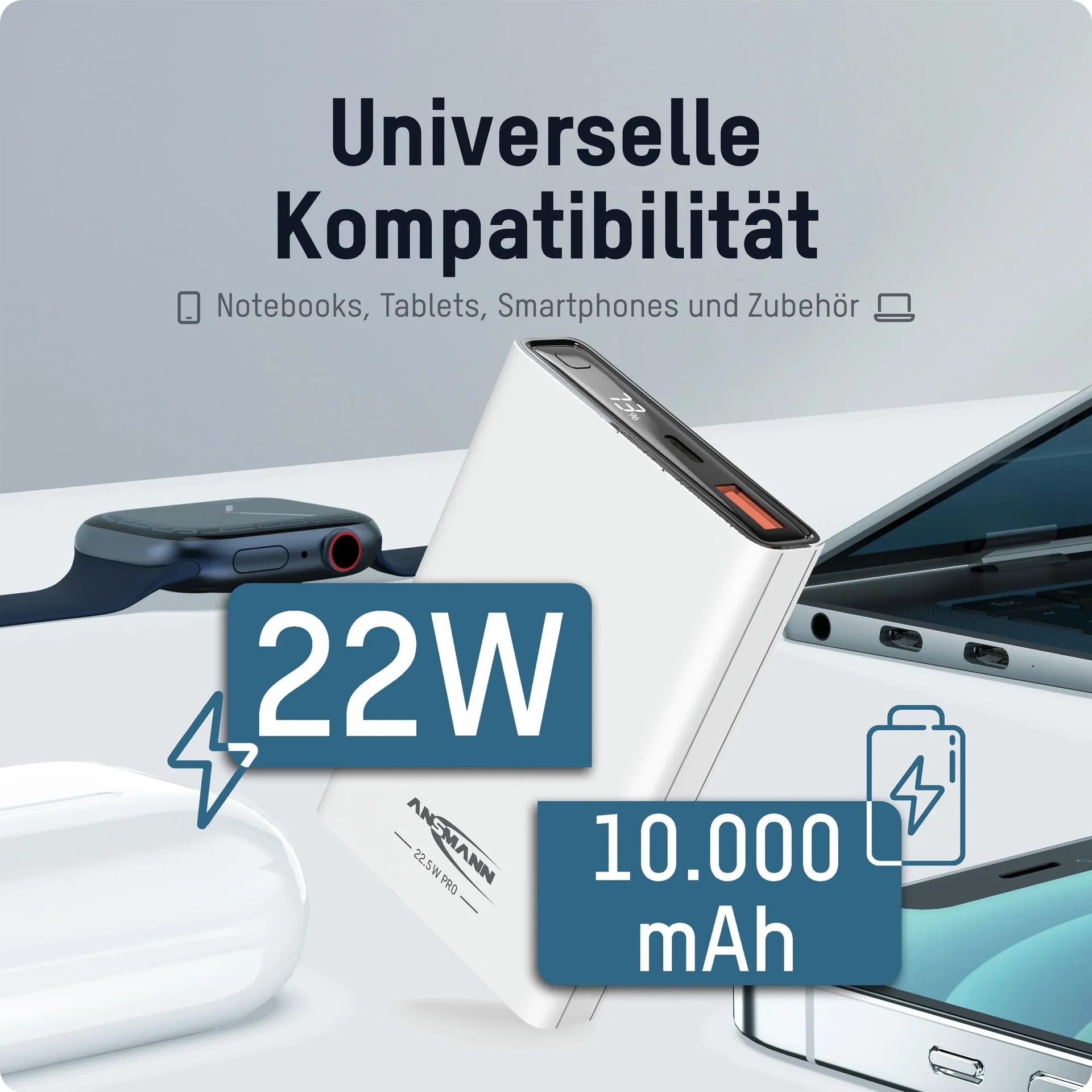 Powerbank 10000 PS222PD, Quick Charg 3.0 und Huawei Supercharge - weiß - 2