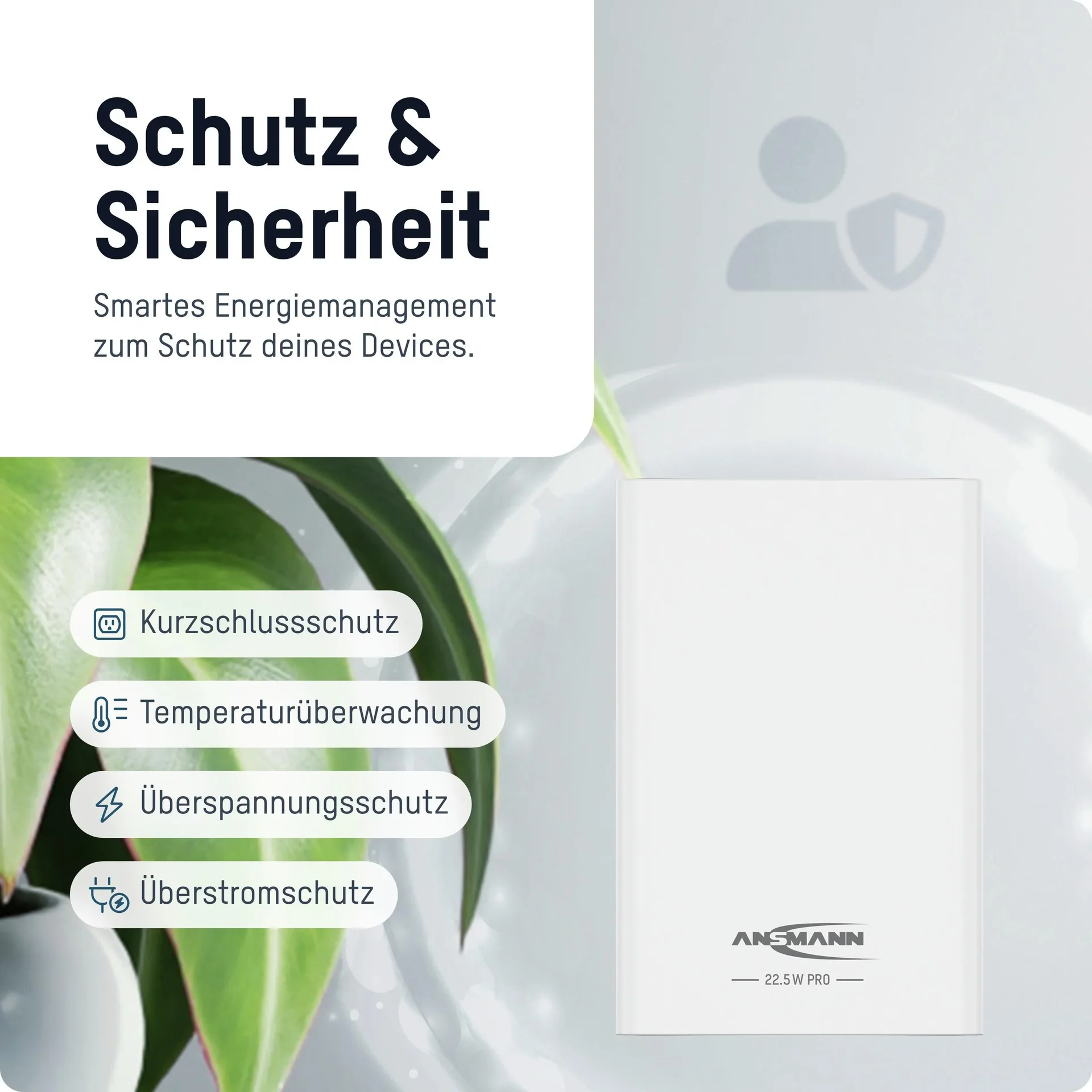 Powerbank 10000 PS222PD, Quick Charg 3.0 und Huawei Supercharge - weiß - 6