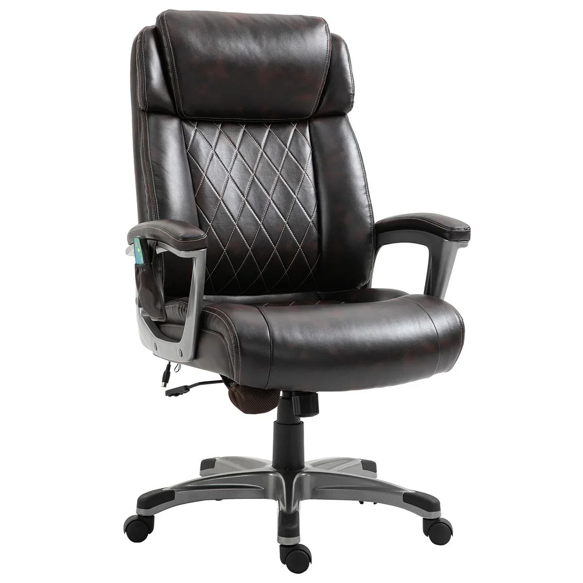 Massage-Bürostuhl 6-Punkt-Massage-Drehstuhl aus Kunstleder mit gewölbter Kopfstütze und Armlehne Braun 70 x 76,5 x 114-1 - 2