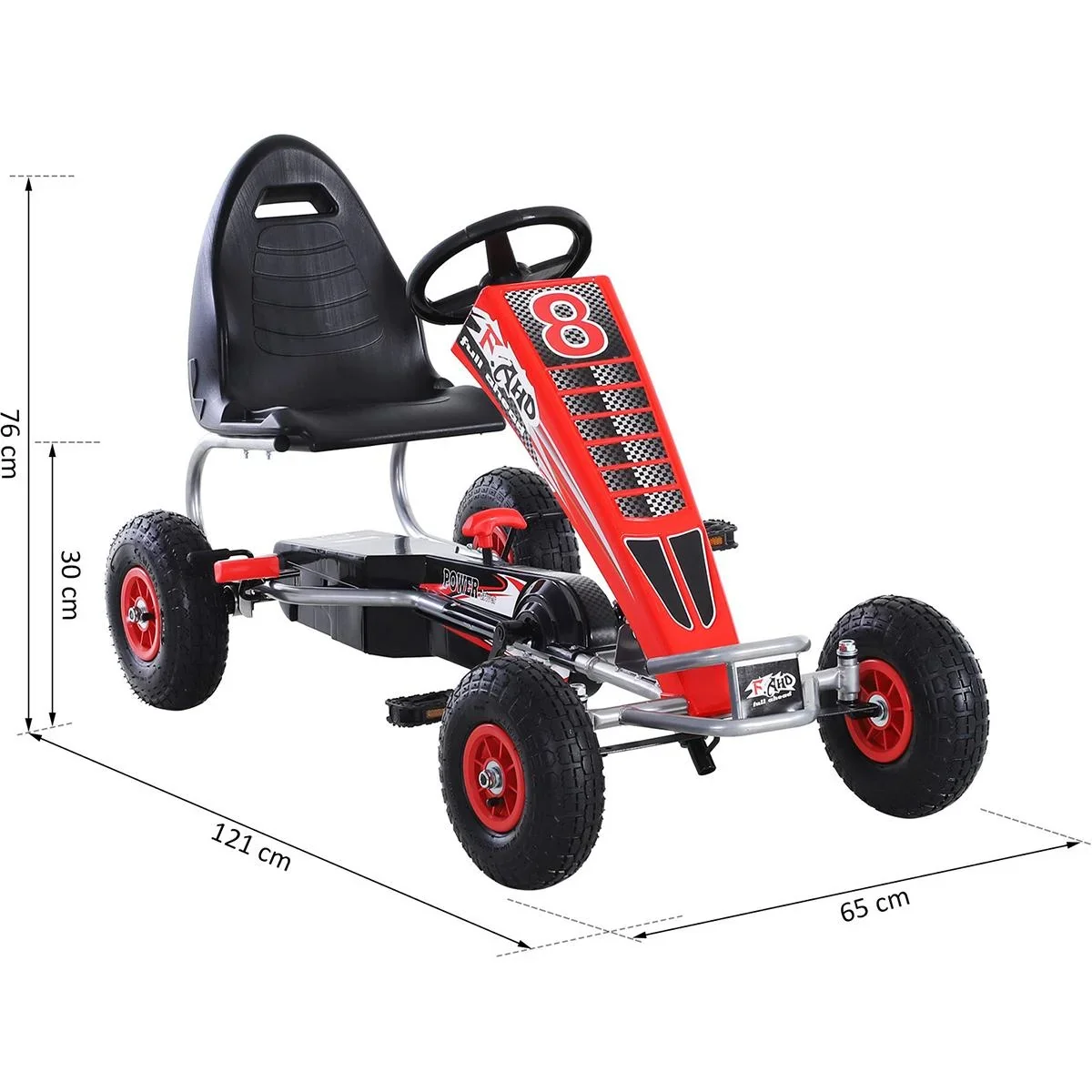 Go-Kart mit Handbremse rot - 0