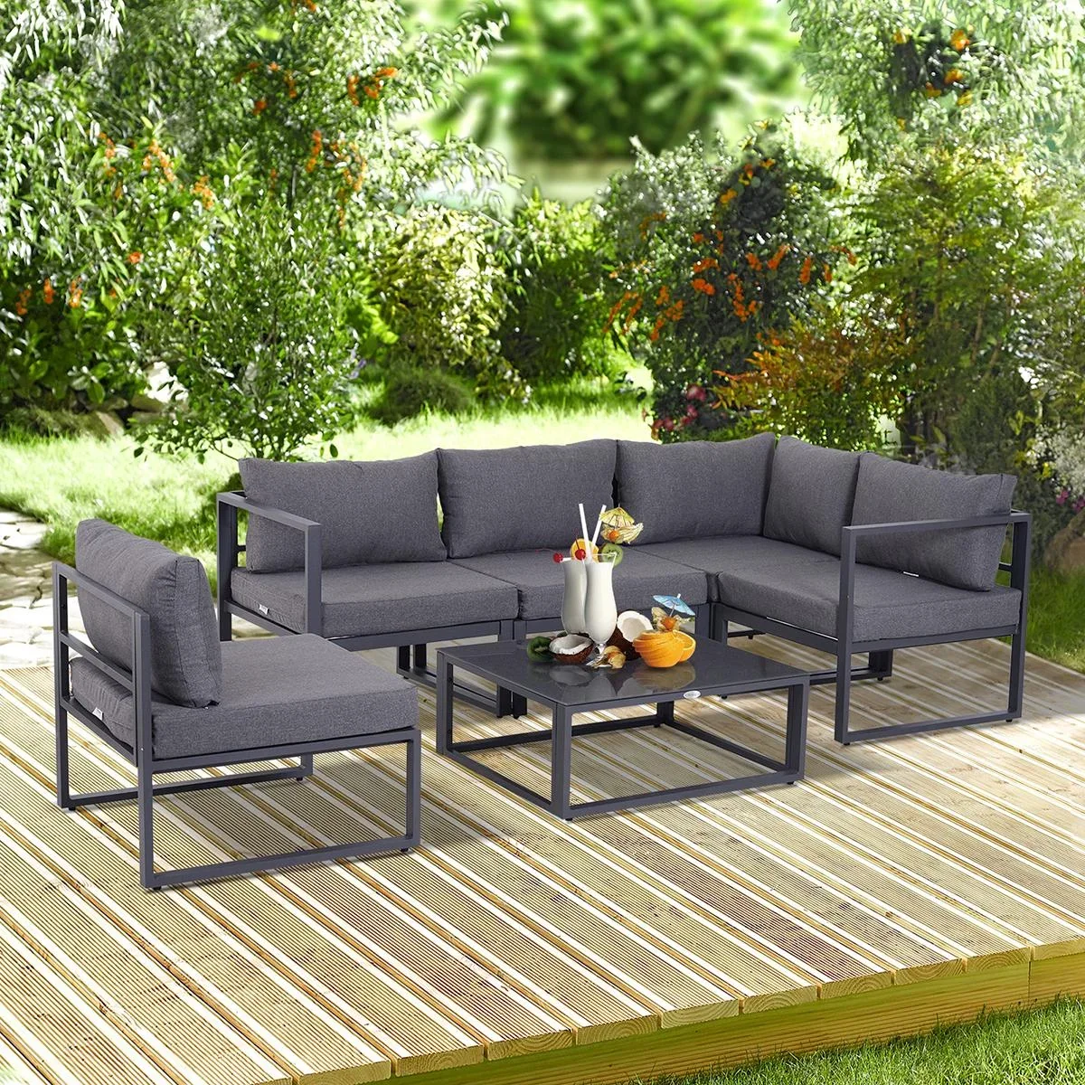 Gartensofaset für 4 5 Personen grau - 3