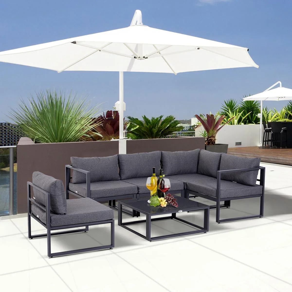 Gartensofaset für 4 5 Personen grau - 5
