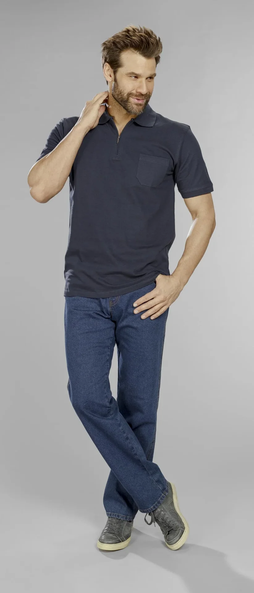 Poloshirt mit Reißverschluss, marine, Gr. L - 2