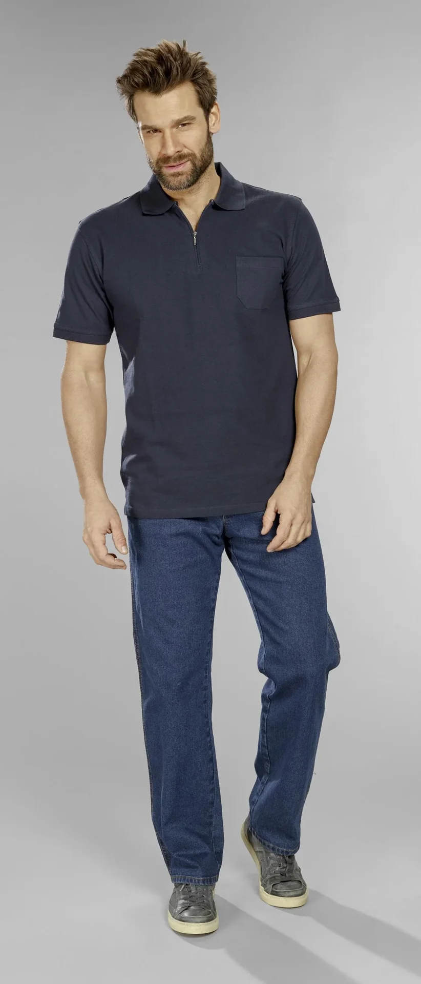 Poloshirt mit Reißverschluss, marine, Gr. L - 6