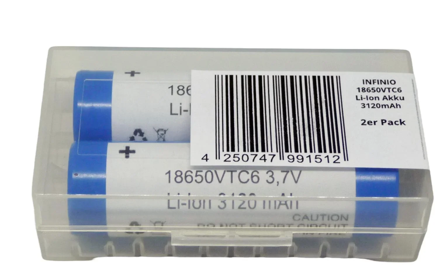 Lithium-Ionen Akku mit 3120 mAh und 3,7 Volt - 2er Box - 2