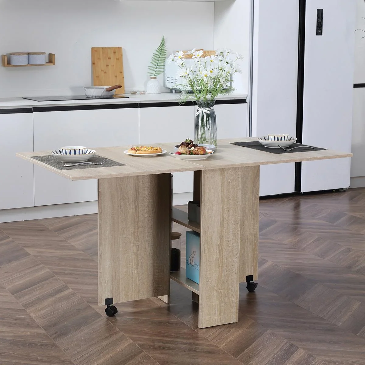 Esstisch Klapptisch Schreibtisch Beistelltisch Tisch Ablagefläche Holz Natur 80 x 140 x 74 cm - 1