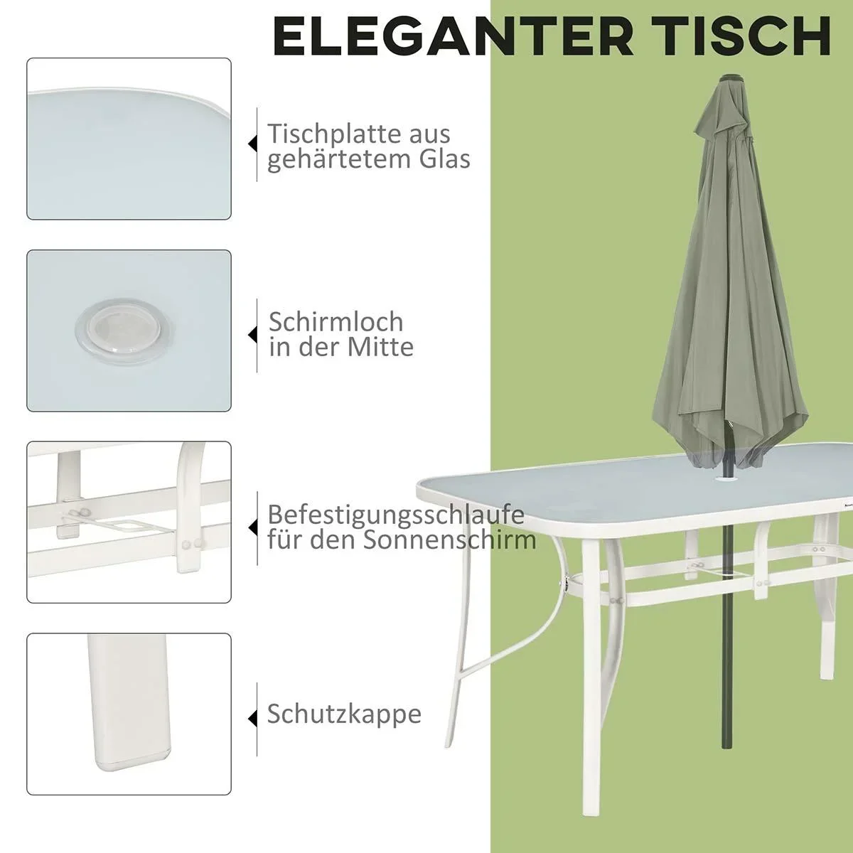 Sonnenschirm Gartenschirm Terrassenschirm Gestell Stahl im Freien Blauer Streifen Ø227 x 225 cm - 4