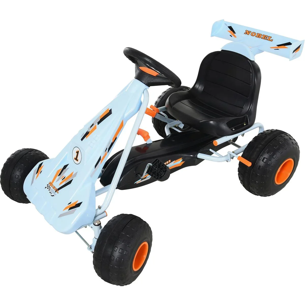 Go Kart Kinderfahrzeug Tretauto mit Pedal Bremsen Kinderspielzeug für 3-6 Jahre Stahl Hellblau 97 x 66 x 59 cm - 1
