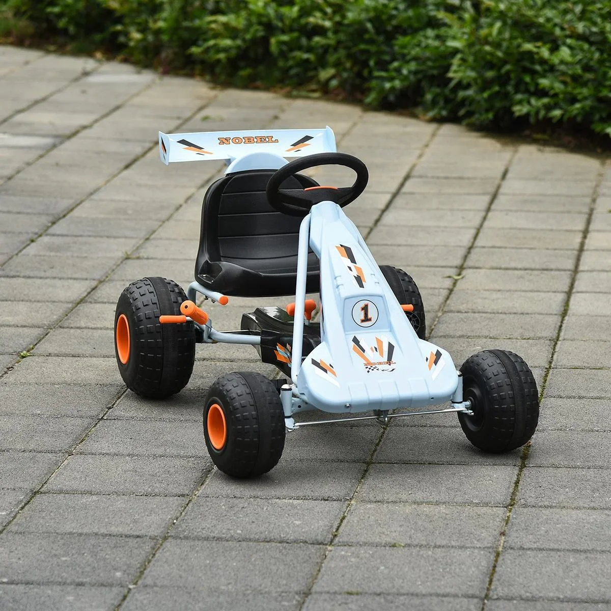 Go Kart Kinderfahrzeug Tretauto mit Pedal Bremsen Kinderspielzeug für 3-6 Jahre Stahl Hellblau 97 x 66 x 59 cm - 2
