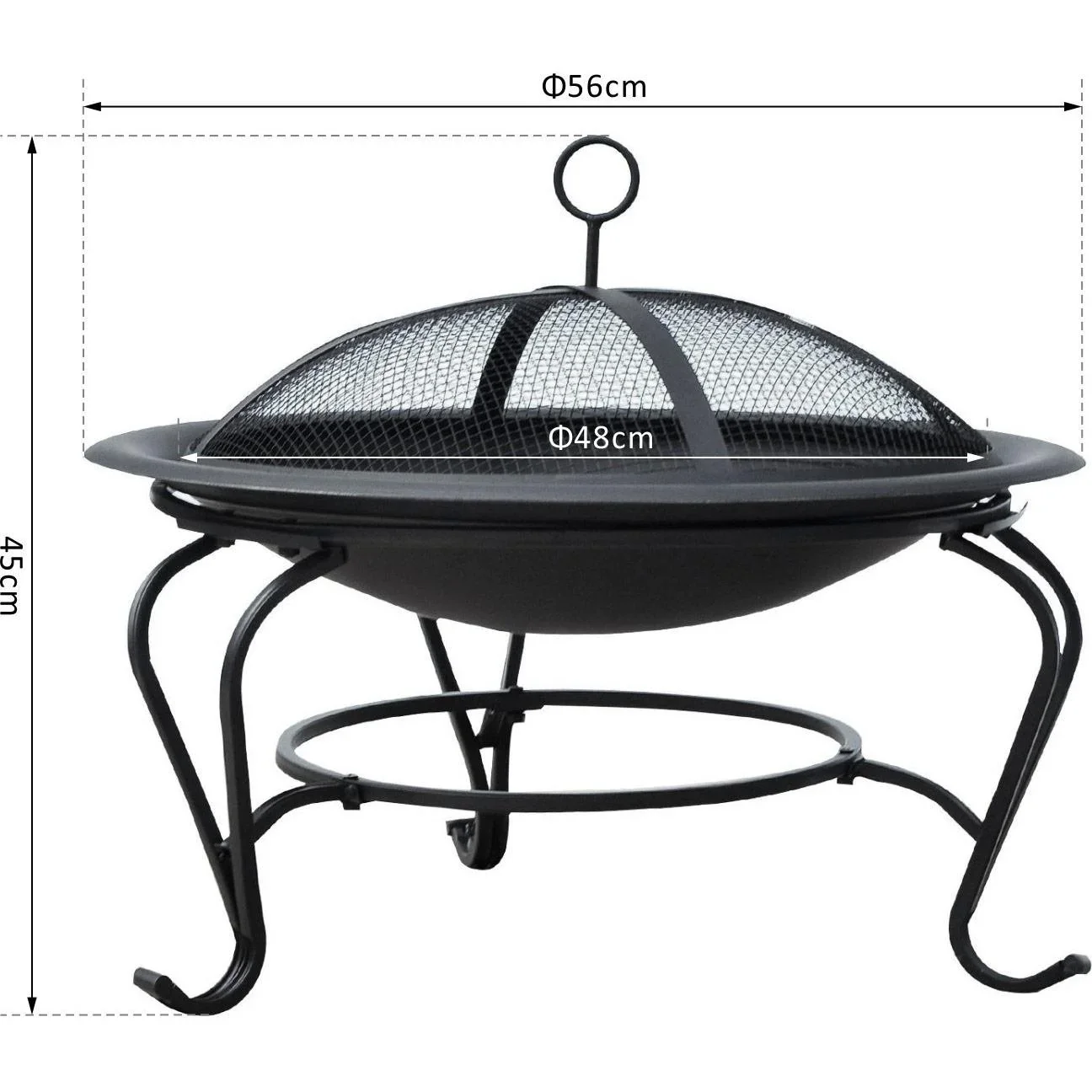 Feuerschale für Holz und Holzkohle mit Funkenschutz - 3