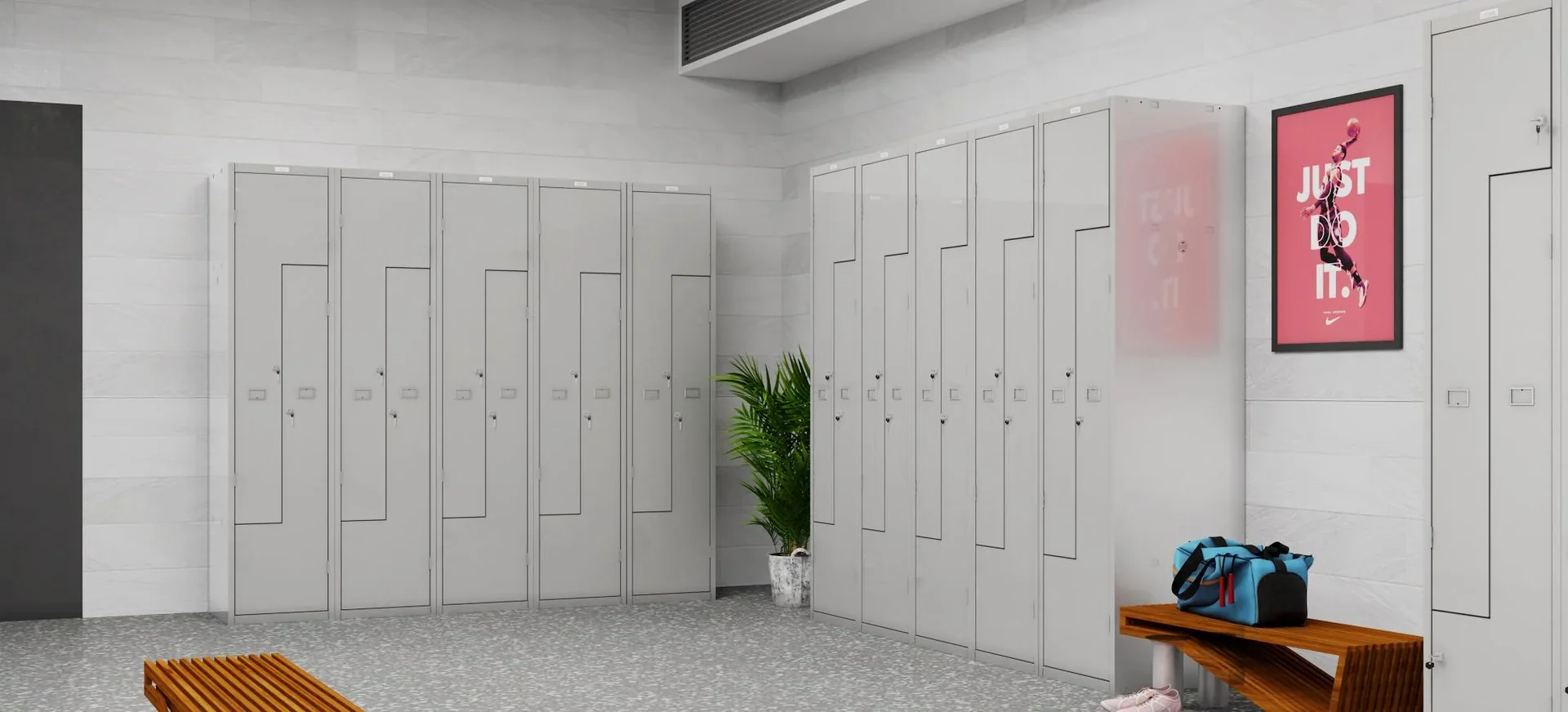 Schließfach-Spind Z PLZ-Serie - 2 Türen mit Schlüsselschlössern, grau - 3