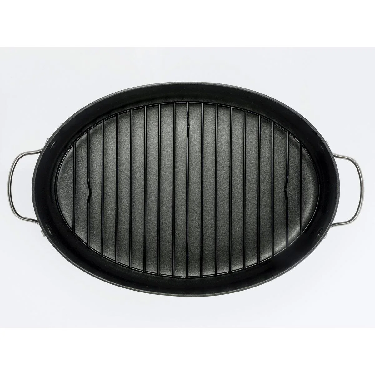 Mehrzer - Ovale Bratpfanne mit Grillrost und Glasdeckel - 36 cm - 1