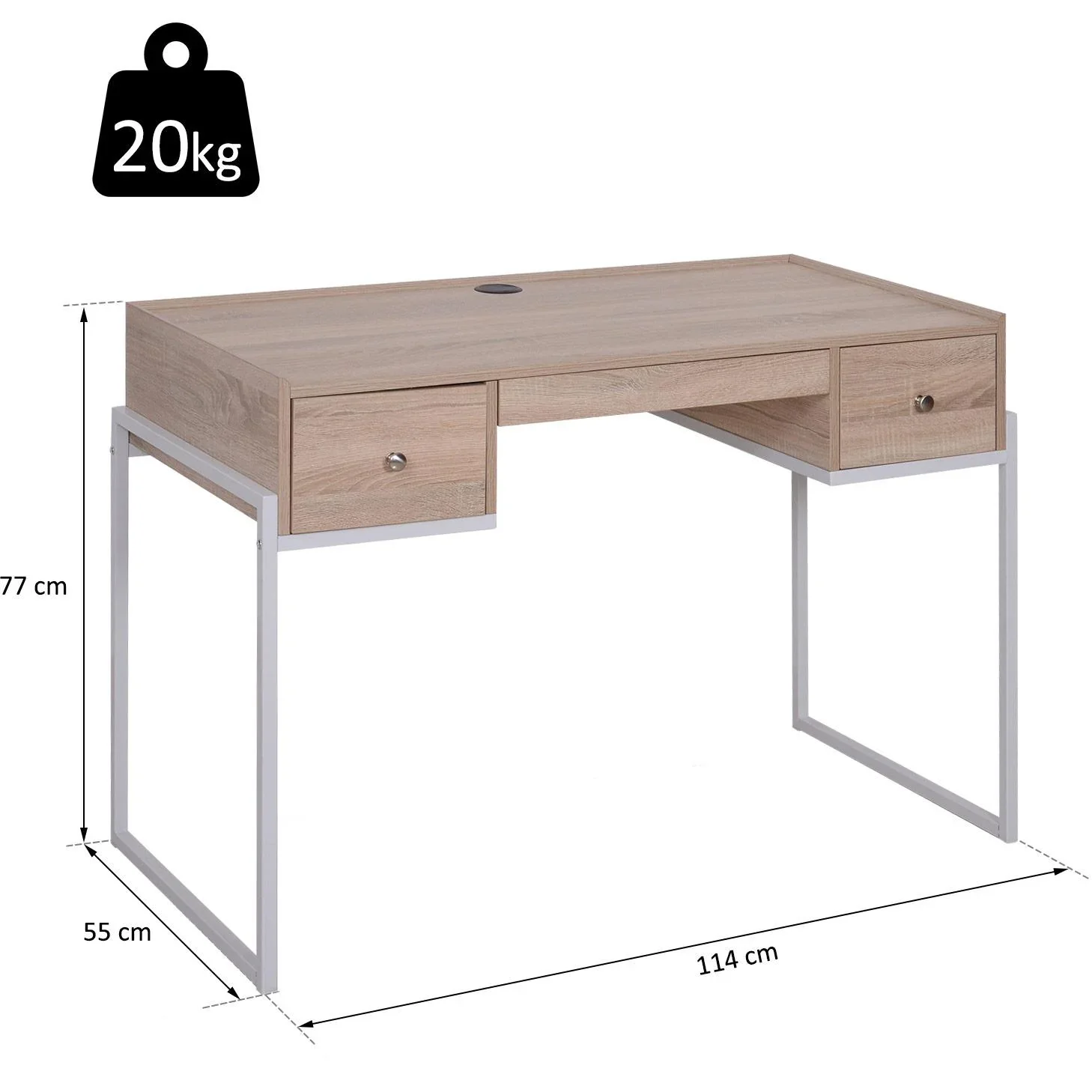Schreibtisch Computertisch Bürotisch Laptoptisch Arbeitstisch 3 x Schublade verstellbar Ordnungsbox - 0