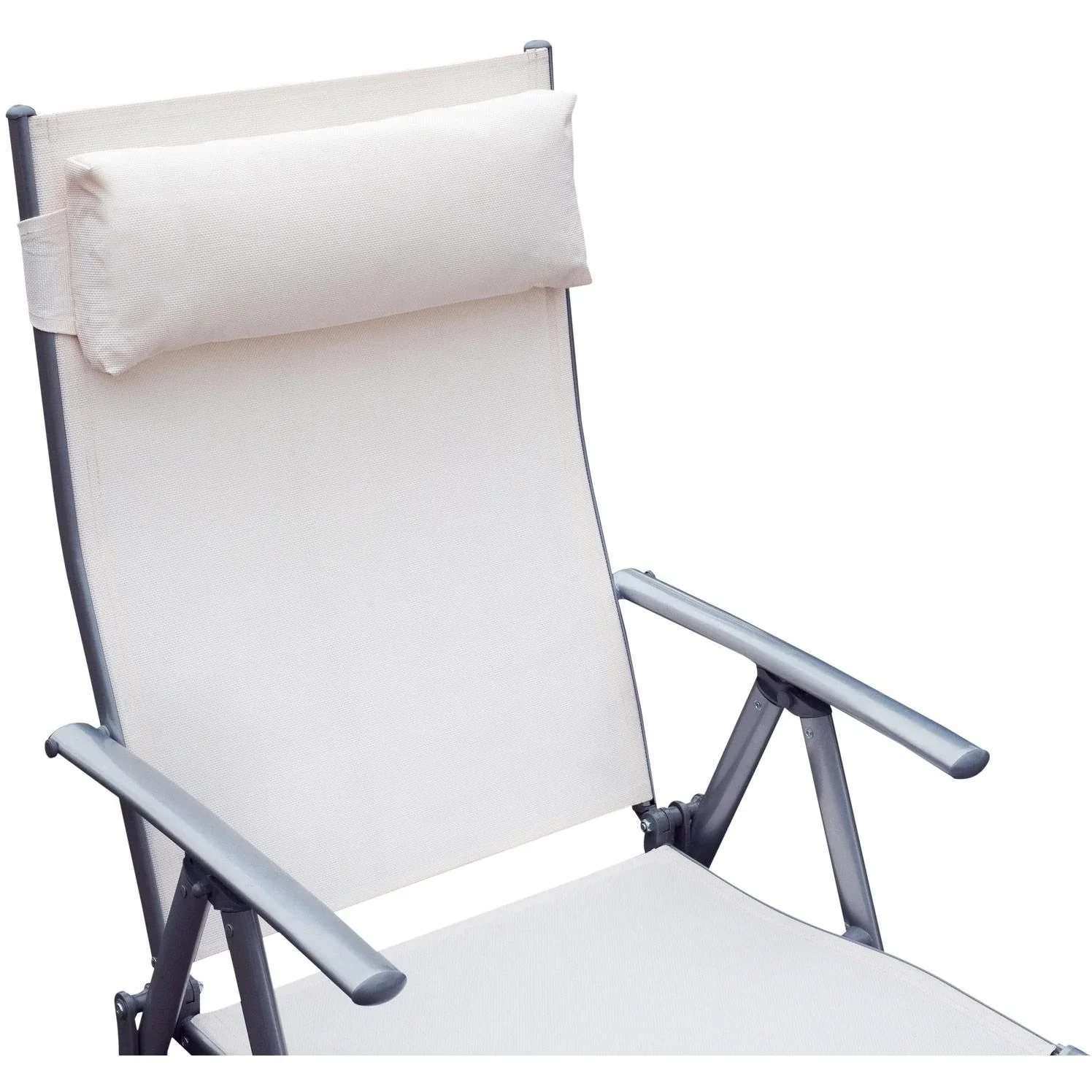 Sonnenliege Strandliege Relaxliege klappbar mit Kissen Cremeweiß 137 x 63,5 x 100,5 cm - 3