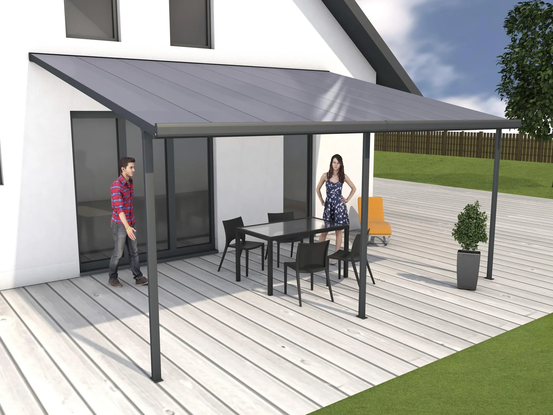 Terrassendach Bausatz, Farbe anthrazit, 5460 x 4060 mm - 0