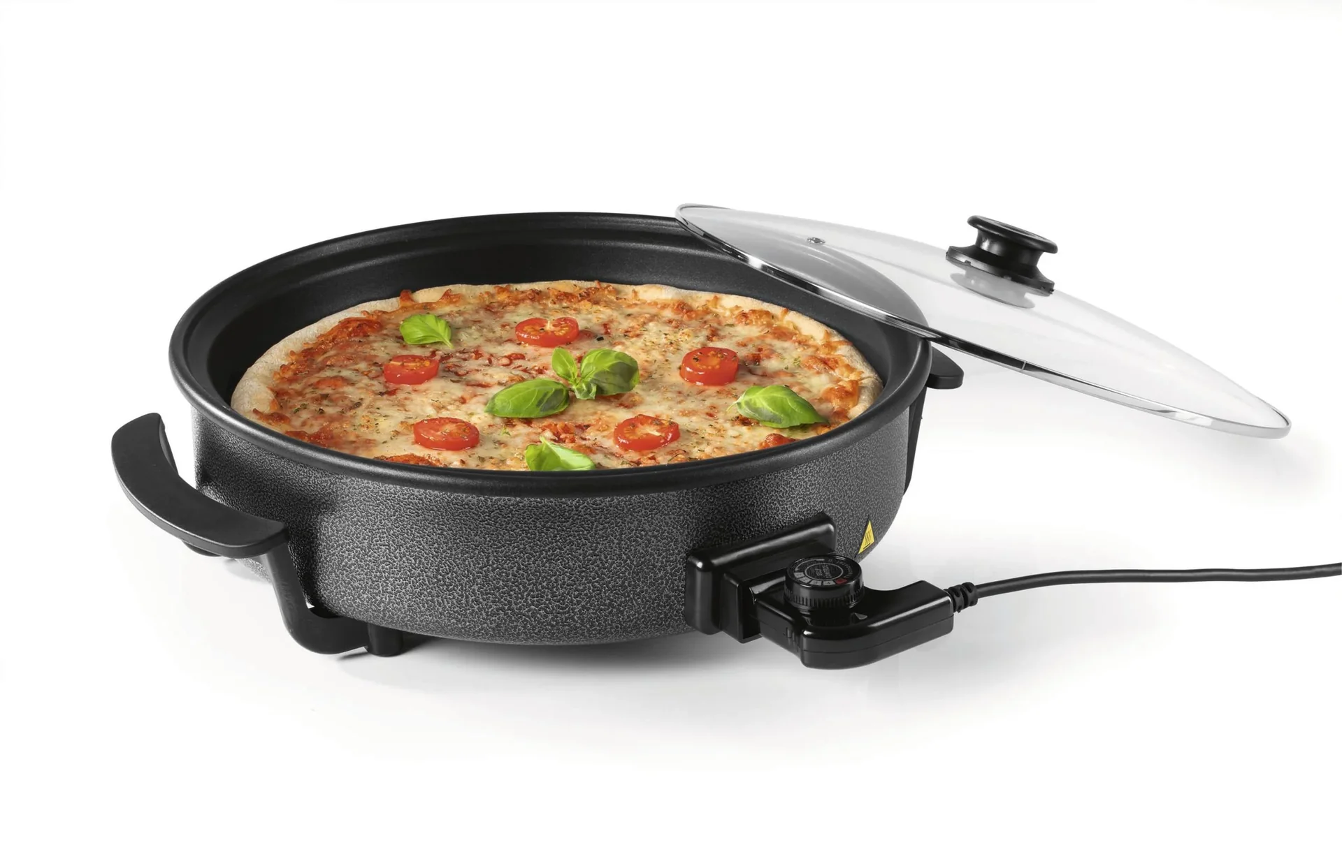 Pizza-Pfanne mit Deckel, elektrisch, Schwarz, 17,5 x 45 x 41 cm, 1500 Watt - 3