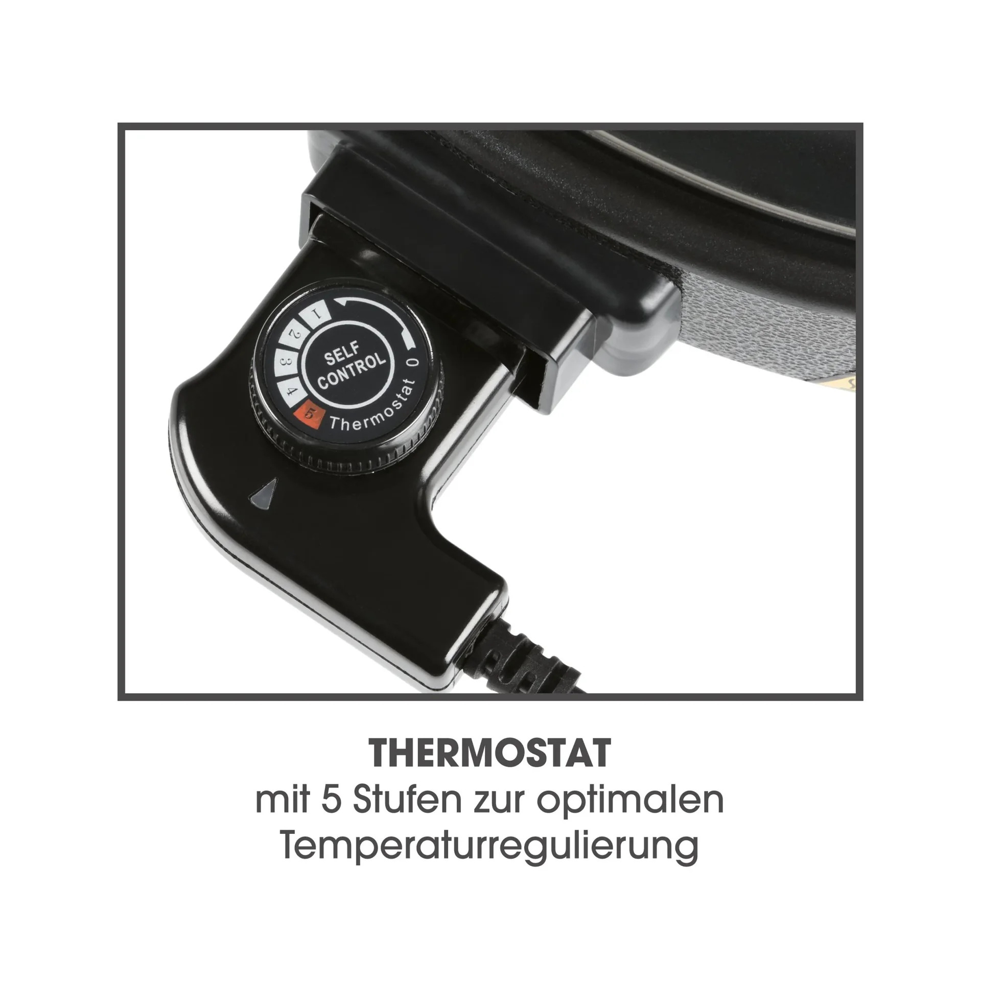 Pizza-Pfanne mit Deckel, elektrisch, Schwarz, 17,5 x 45 x 41 cm, 1500 Watt - 7