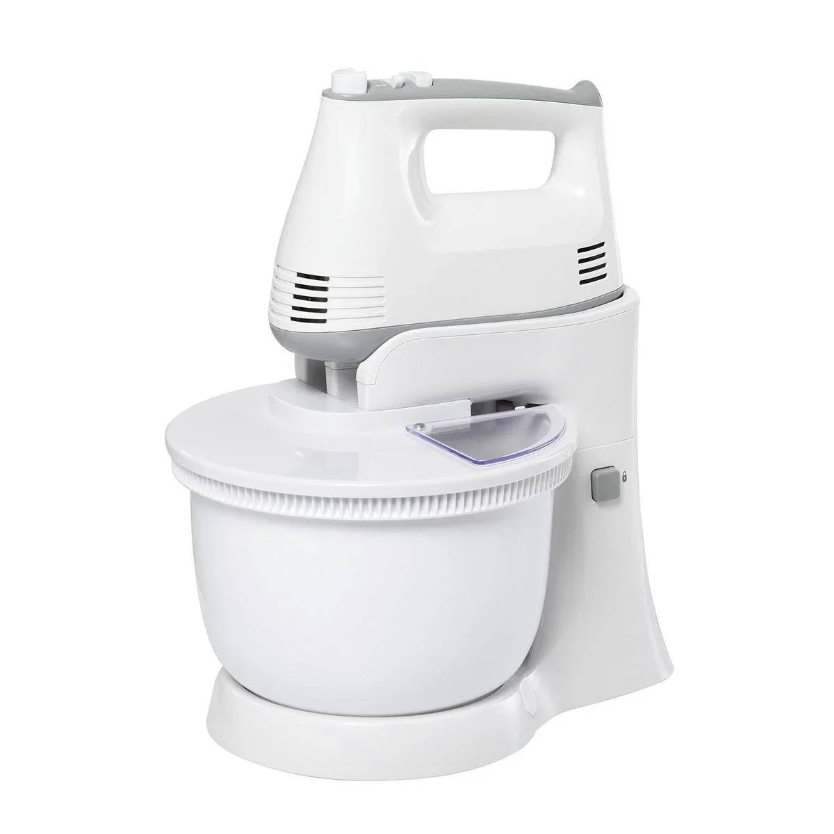 2 in 1 Handrührer Elektrisches Handmixer-Set mit Tischständer 3,4-Liter-Rührschüssel 300W 6 Geschwindigkeiten inclusive - 0