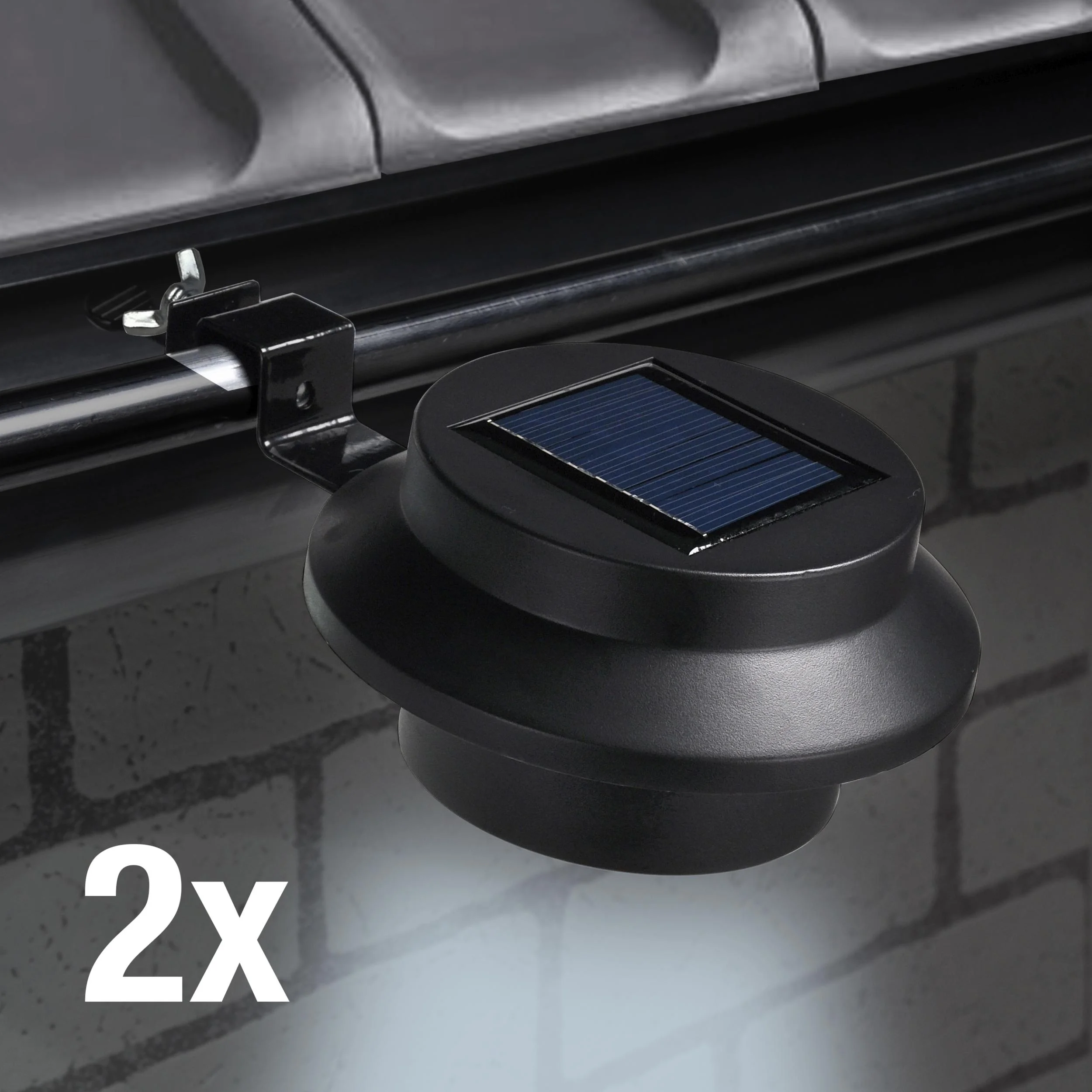 LED Solar Dachrinnenleuchten, 2er Set, schwarz - 1