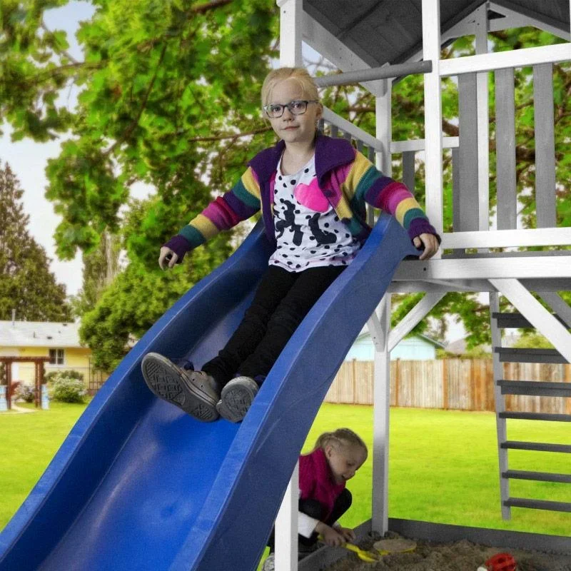 Strand Tower mit Spielturm Doppelschaukel - Blaue Rutsche - 1