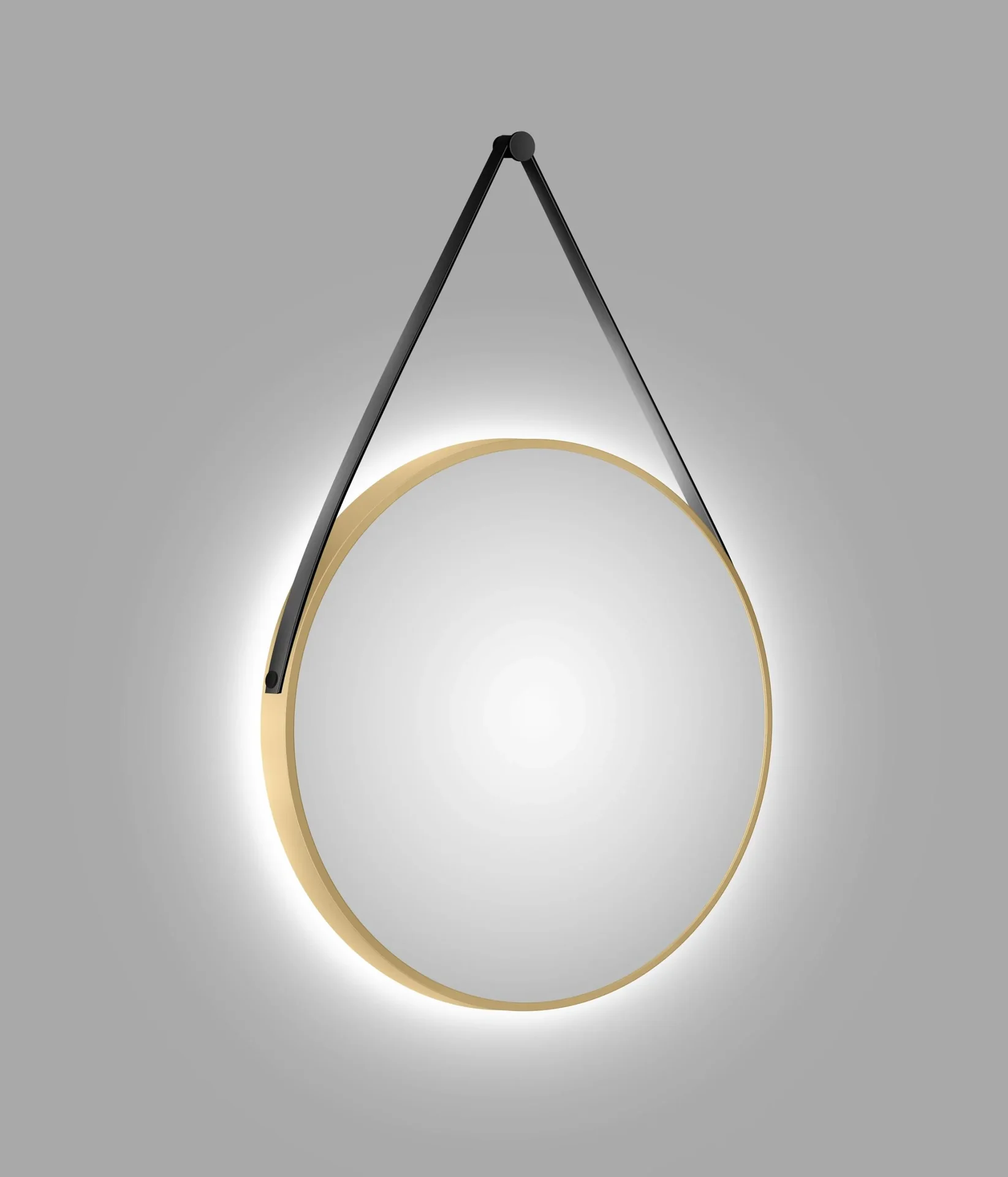 Dekorativer runder Wandspiegel mit indirekter LED Beleuchtung in gold matt Ø 80 cm - 0