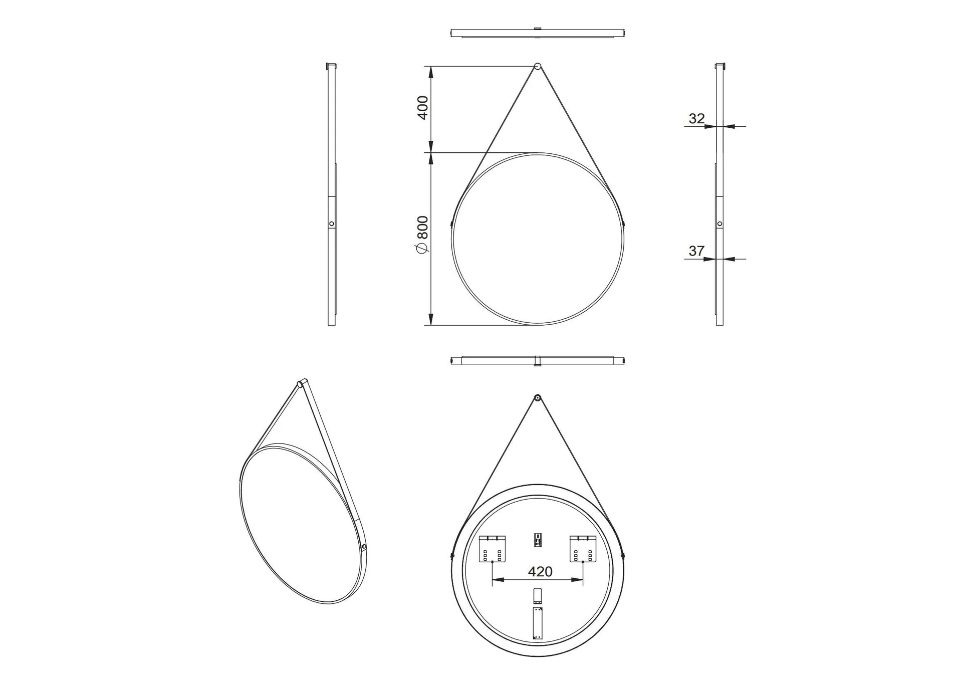 Dekorativer runder Wandspiegel mit indirekter LED Beleuchtung in gold matt Ø 80 cm - 6