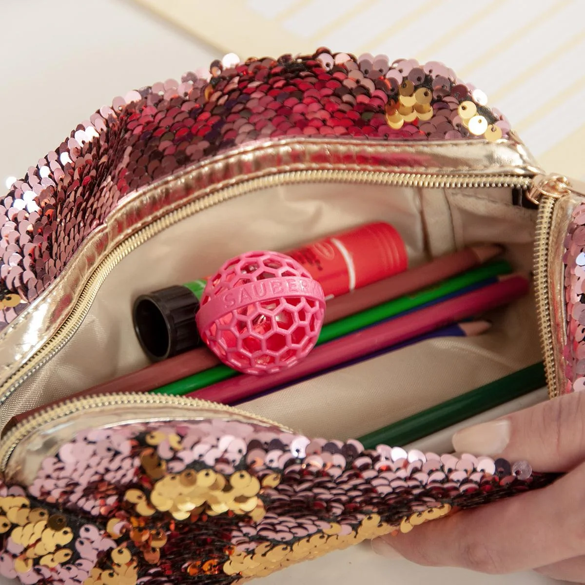 Sauberkugel - Taschenreiniger - Reinigungskugel - Rosa - Wiederverwendbar - 3er-Pack - 0