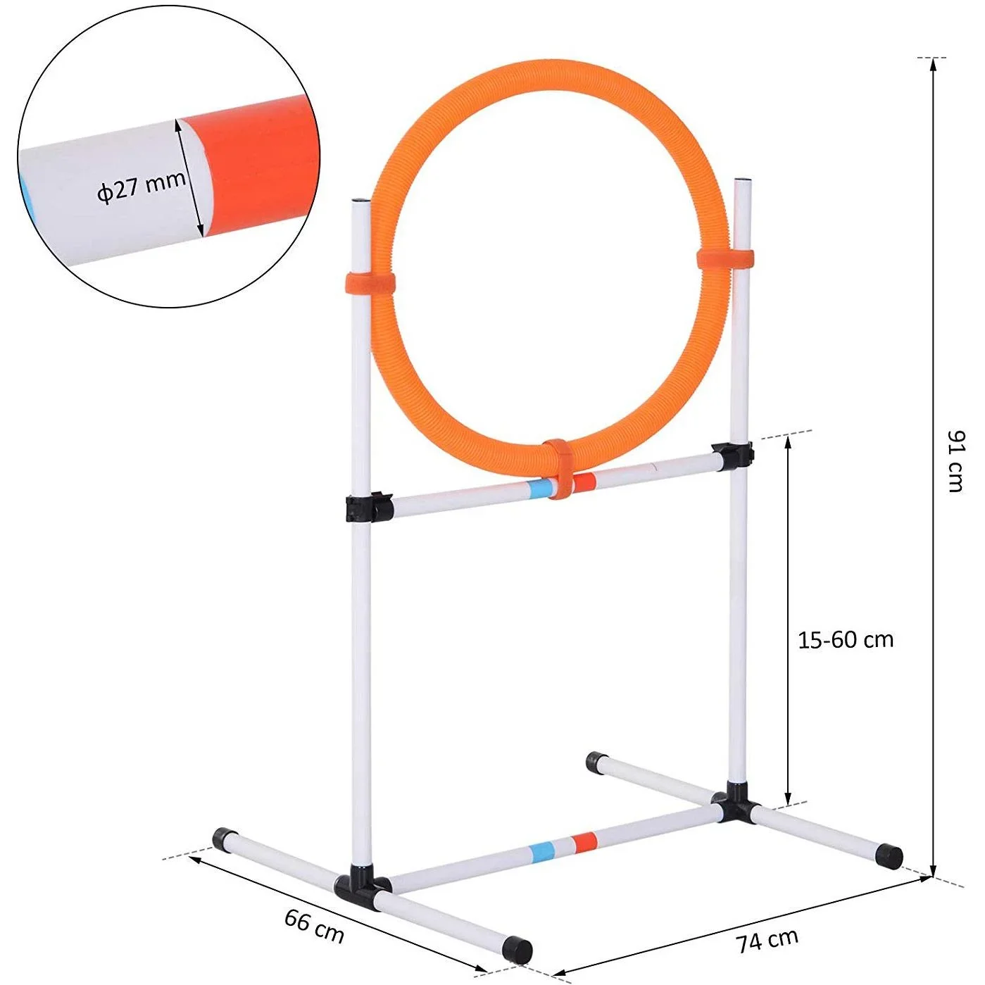 Hundetrainingsset Springring für Haustier-Agility-Training tragbar PE Weiß + Orange 74,5 x 66 x 91 cm - 2