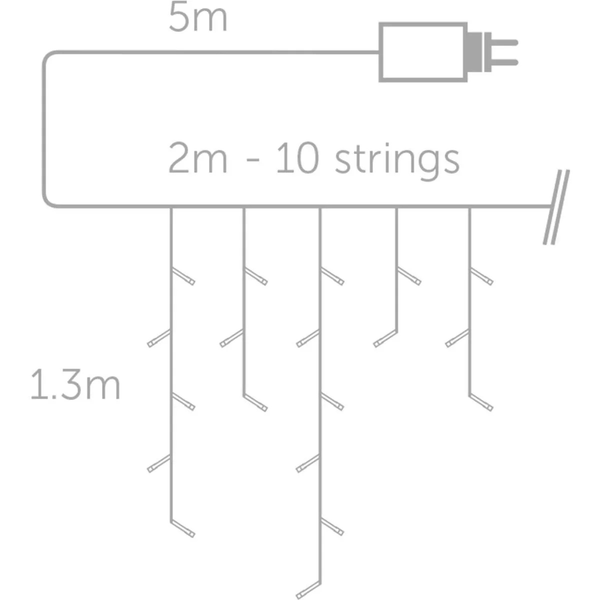Vellight Eiszapfen-Weihnachtsbeleuchtung - 2 x 1,3 M - 150 LEDs - Warmweiß - Innen & Außen - 0