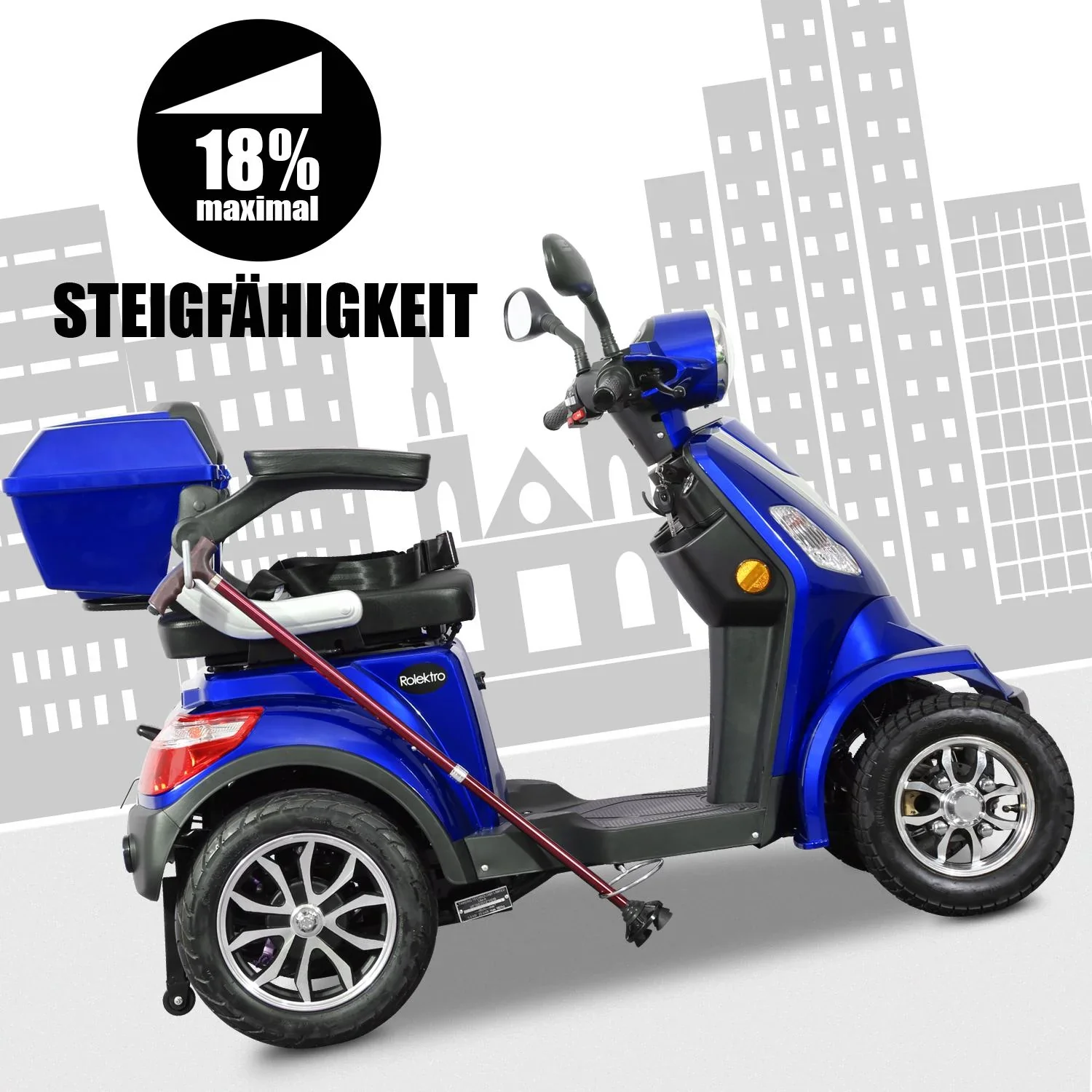 E-Quad 25 V. 2 Blau - 1.000 Watt + Straßenverkehrszulassung - 0